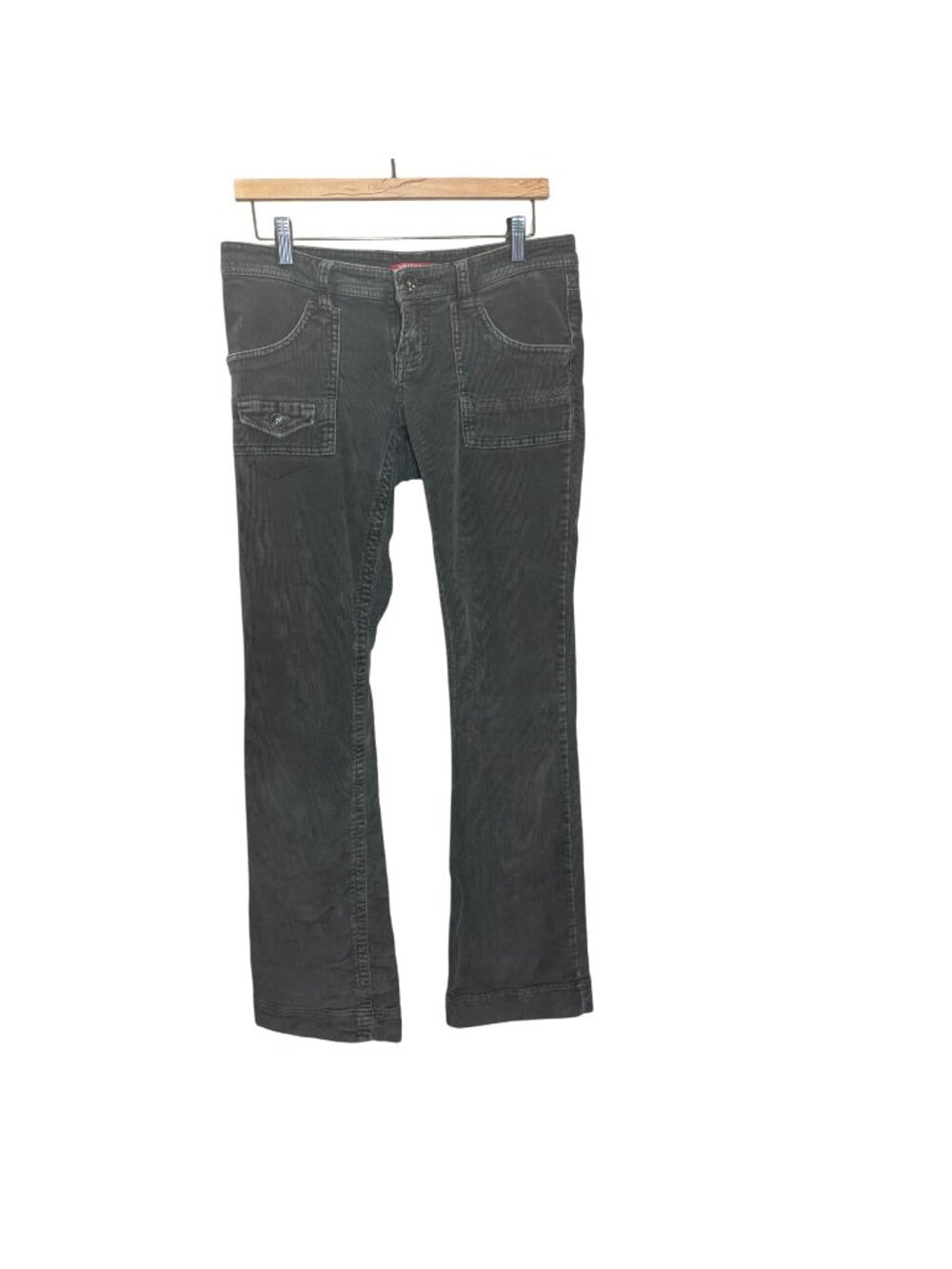 Vintage Y2K Green Corduroy Low Rise Boot Cut Pants 7